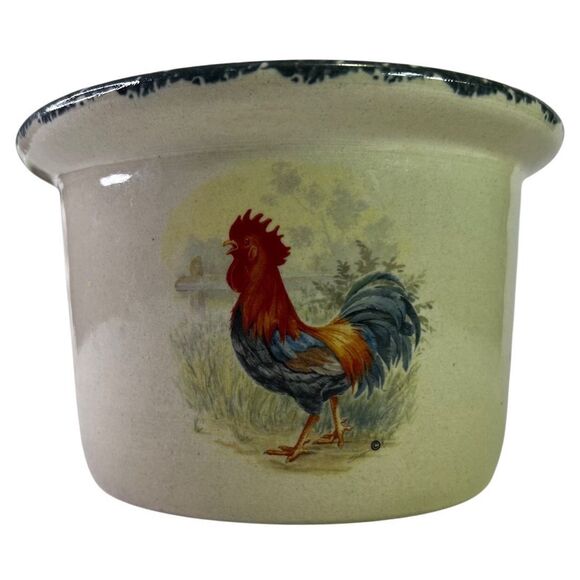 Home & Garden Party Rooster Crock 4” Small Canister Jar & Lid Handmade USA 2000 - Picture 3 of 13